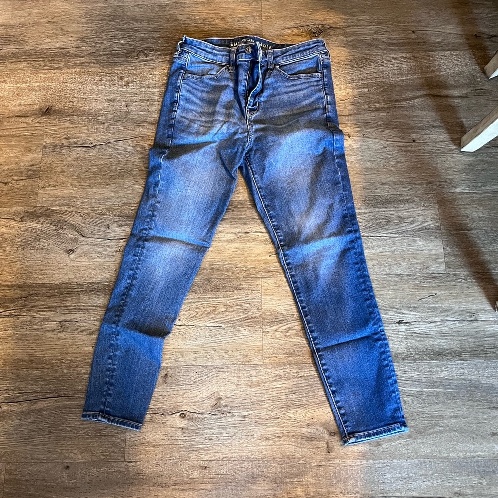 American Eagle Blue Jeggings with Indigo Gradient